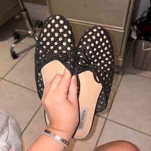 Steve Madden Black Woven Mules